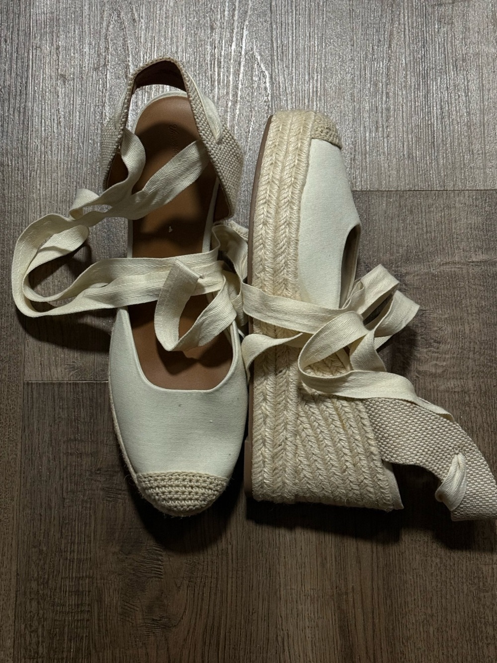 Target Cream Espadrille Platform Ankle Tie Sandals